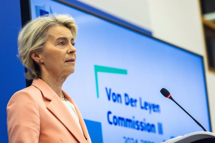 17 September 2024, France, Strassburg: European Commission President Ursula von der Leyen presents her new Commission to media representatives during a press conference after the Conference of Presidents. The heads of state and government had previously n