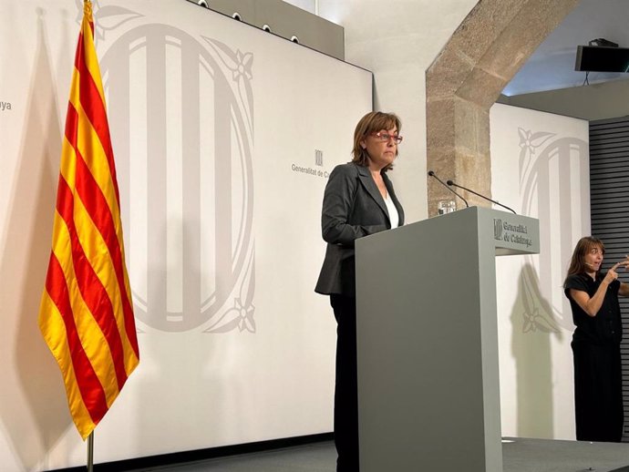 La portavoz del Govern, Sílvia Paneque, en una rueda de prensa en el Palau de la Generalitat