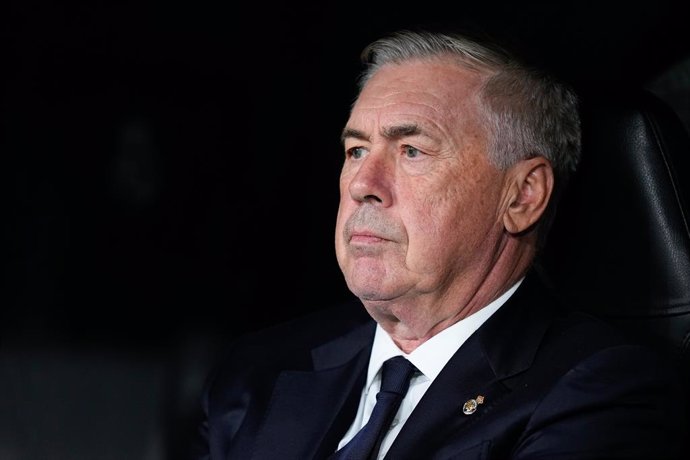 Carlo Ancelotti, head coach of Real Madrid, looks on during the UEFA Champions League 2024/25 League Phase MD1 match between Real Madrid CF and VfB Stuttgart at Estadio Santiago Bernabeu on September 17, 2024 in Madrid, Spain.