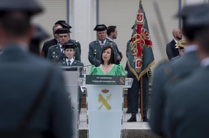 Archivo - La directora general de la Guardia Civil, Mercedes González, interviene durante el acto conmemorativo del 179º aniversario de la fundación de la Guardia Civil, en el Colegio de Guardias Jóvenes "Duque de Ahumada", a 9 de junio de 2023, en Valdem