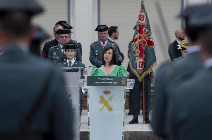 Archivo - La directora general de la Guardia Civil, Mercedes González, interviene durante el acto conmemorativo del 179 aniversario de la fundación de la Guardia Civil, en el Colegio de Guardias Jóvenes "Duque de Ahumada", a 9 de junio de 2023, en Vald