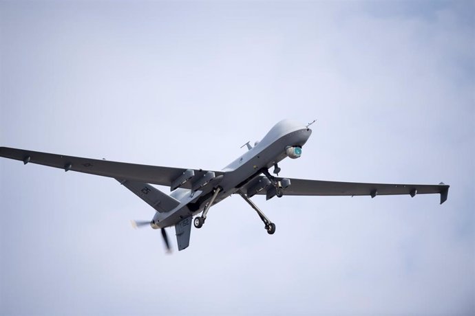 Archivo - Un dron MQ-9 Reaper de Estados Unidos tras despegar de una base en Nevada (archivo)