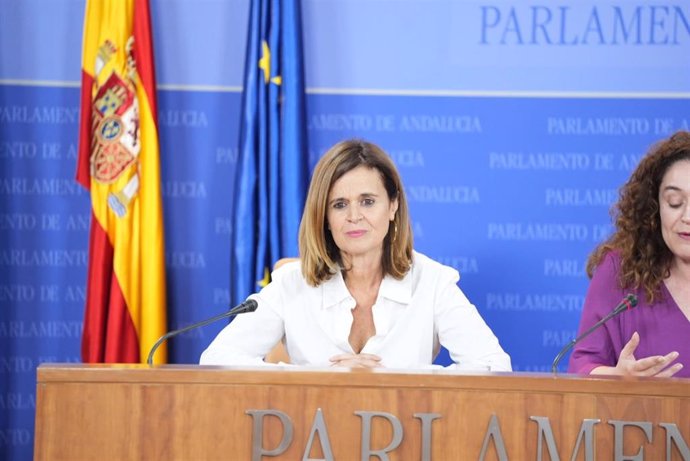 La parlamentaria de Por Andalucía Esperanza Gómez, en rueda de prensa.