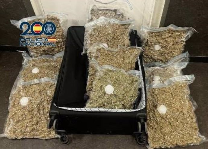 Dos detenidos en la Estación Sur de Autobuses por intentar sacar de España 27 kilos de marihuana en maletas