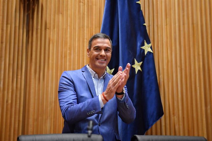 El secretario general del PSOE y presidente del Gobierno, Pedro Sánchez, en el Congreso