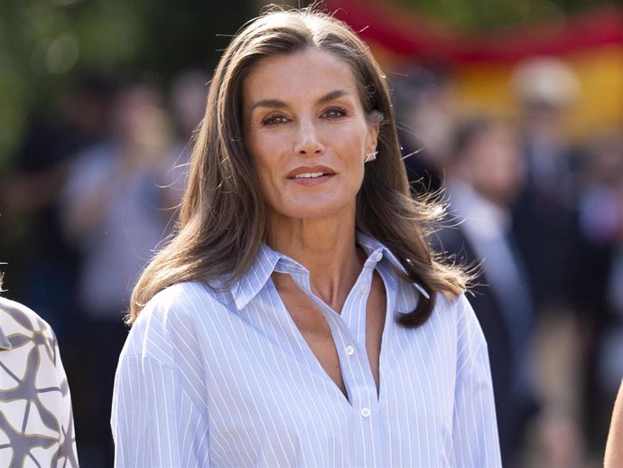 La Reina Letizia durante el acto de apertura del Curso de Formación Profesional 2024/2025, en el  IES Doctor José Zapatero Domínguez, a 18 de septiembre de 2024, en Castro-Urdiales