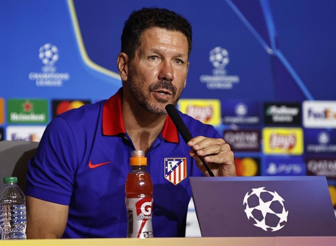 Diego Pablo Simeone en rueda de prensa con el Atlético de Madrid