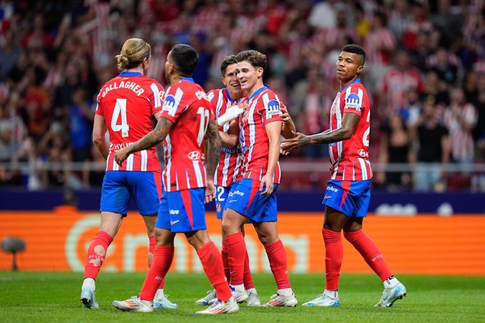 Julian Alvarez of Atletico de Madrid celebrates a goal during the Spanish League, LaLiga EA Sports, football match played between Atletico de Madrid and Valencia CF at Civitas Metropolitano stadium on September 15, 2024, in Madrid, Spain.