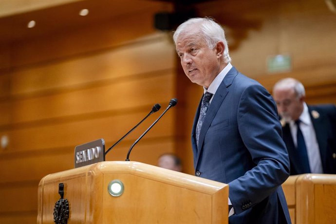 El senador del PP, Eloy Suárez Lamata, durante una sesión plenaria en el Senado.