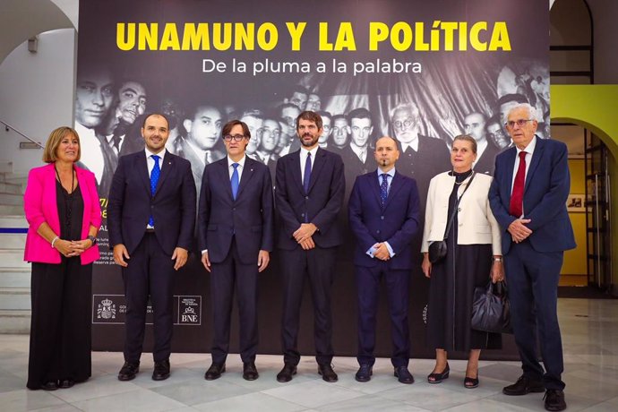 El president de la Generalitat, Salvador a en l'exposició 'Unamuno i la política. De la ploma a la paraula' a la Biblioteca Nacional d'Espanya, a Madrid