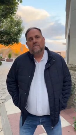 Instantánea del vídeo del expresidente de ERC, Oriol Junqueras, enviado por 'Militància Decidim'