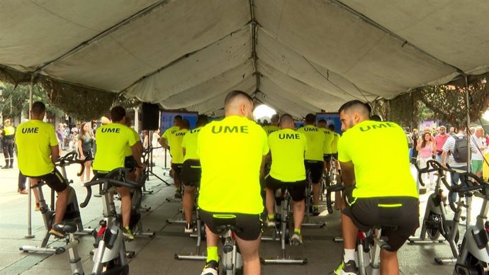 El maratón de bicicleta estática organizado por la UME en Toledo espera superar los 100 donantes de médula