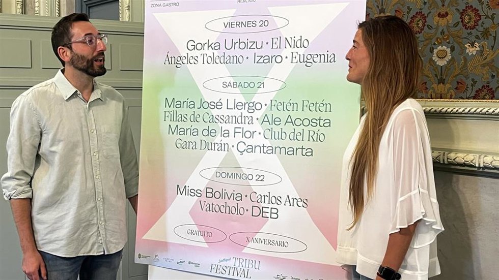 La concejal de Cultura y Turismo, Marta Alegría, y un miembro de la Asociación Colectivo Tribu en la presentación del Festival Tribu.