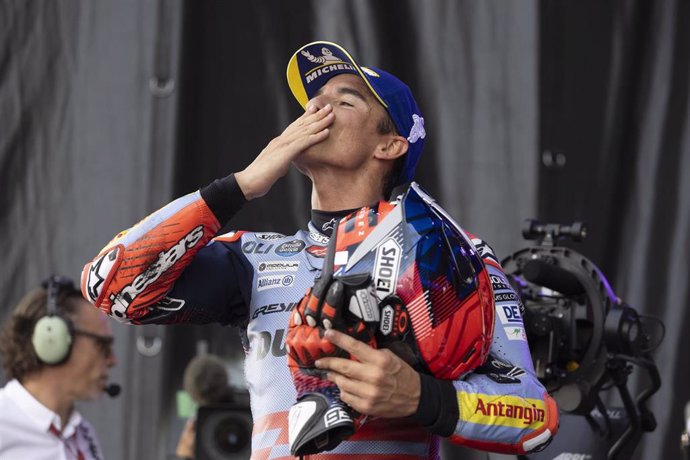 Archivo - Marc Márquez celebra la victoria en el Gran Premio de Aragón 2024 en Motorland 