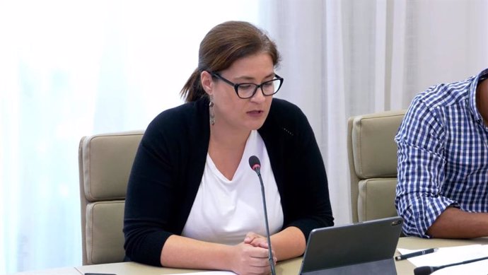 La diputada del PSIB Irantzu Fernández durante su intervención en la Comisión de Asuntos Sociales del Parlament.