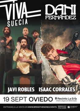 Cartel del concierto de Viva Suecia y Dani Fernández en el que iba a actuar Isaac Corrales.