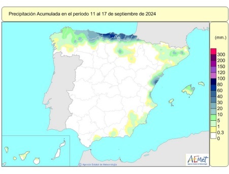 Las lluvias acumuladas están un 4% por encima de su valor a menos de 15 días del cierre del año hidrológico.