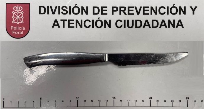 Cuchillo intervenido en la pelea de Burlada