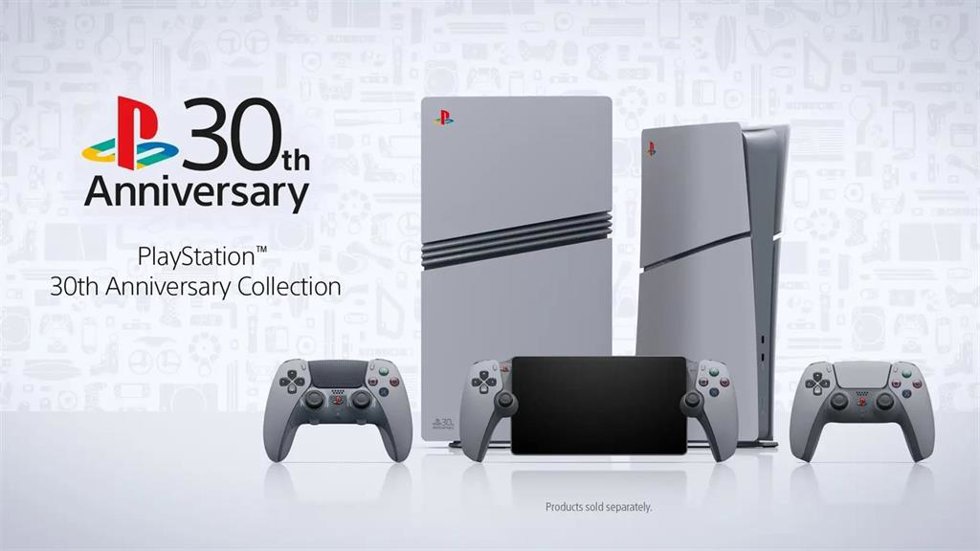 Las nuevas versiones de las consolas PlayStation 5 y 5 Pro para la edición limitada del 30 aniversario de PlayStation.