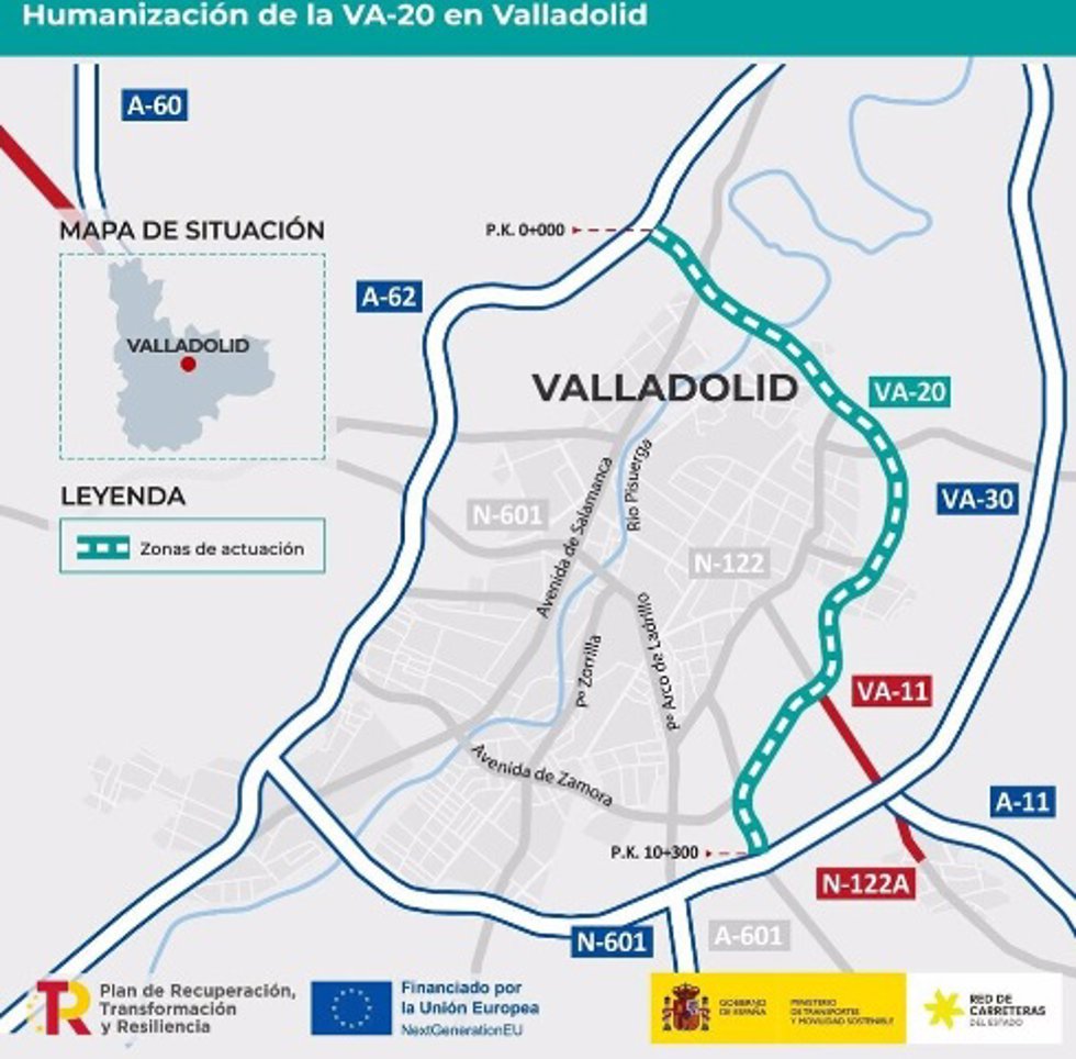 Afectaciones al tráfico por las obras de humanización de la VA-20 previstas para este martes 24 de septiembre