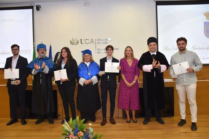 La viceconsejera de Universidad, Investigación e Innovación, Lorena Garrido, en el solemne acto de apertura del curso académico 2024/25 de la Universidad de Cádiz celebrado este viernes en el campus de Puerto Real.