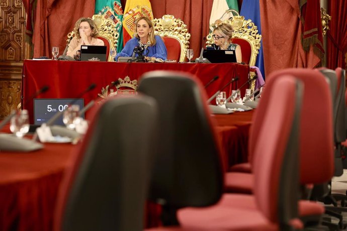 Archivo - La presidenta de la Diputación de Cádiz, Almudena Martínez, durante el pleno ordinario. ARCHIVO.