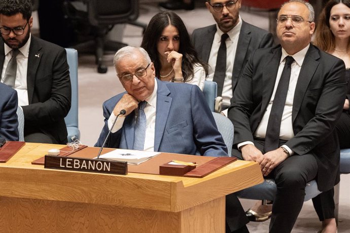 Archivo - July 17, 2024, New York, New York, United States: Abdallah Bou Habib, Minister for Foreign Affairs and Emigrants of Lebanon attends Security Council meeting on 'The situation in the Middle East, including the Palestinian question'  at UN Headqua