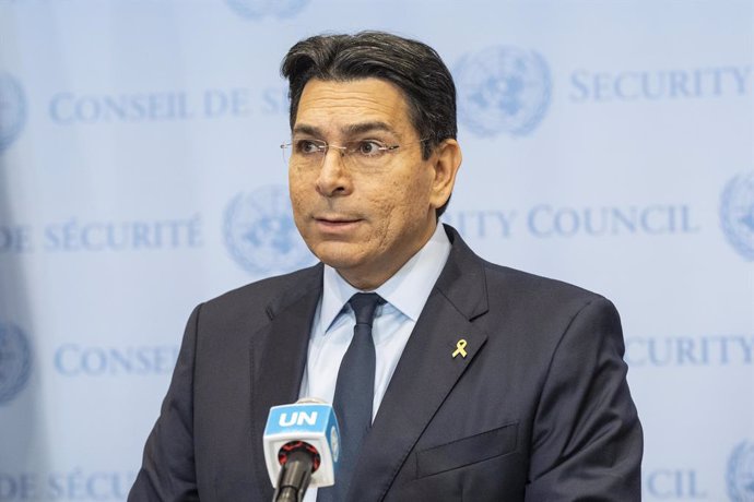 September 16, 2024, New York, New York, United States: Ambassador Danny Danon of Israel addressed media before the Security Council meeting at UN Headquarters in New York on September 16, 2024,Image: 908397605, License: Rights-managed, Restrictions: , Mod