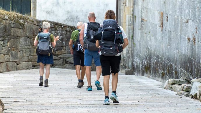 Archivo - Peregrinos realizando el Camino de Santiago.