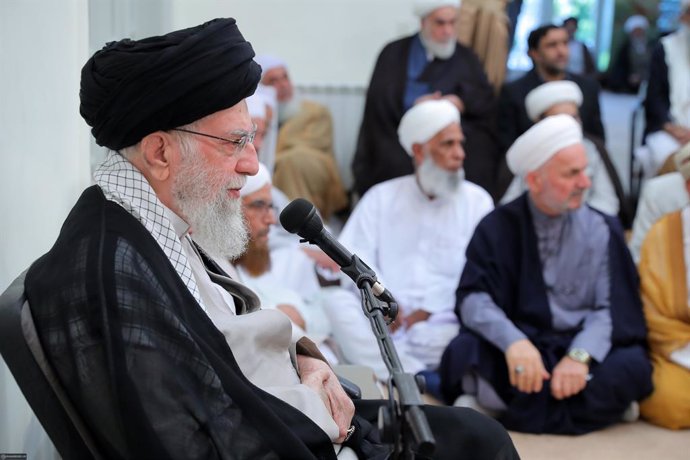 September 16, 2024, Tehran, Iran: Iranian Supreme Leader Ayatollah ALI KHAMENEI (L) meets Sunni scholars and elders from across the country during Islamic Unity Week.