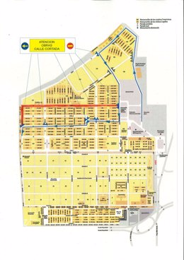 Mapa del Cementerio de Torrero con las calles que permanecerán cortadas por las labores de reasfaltado