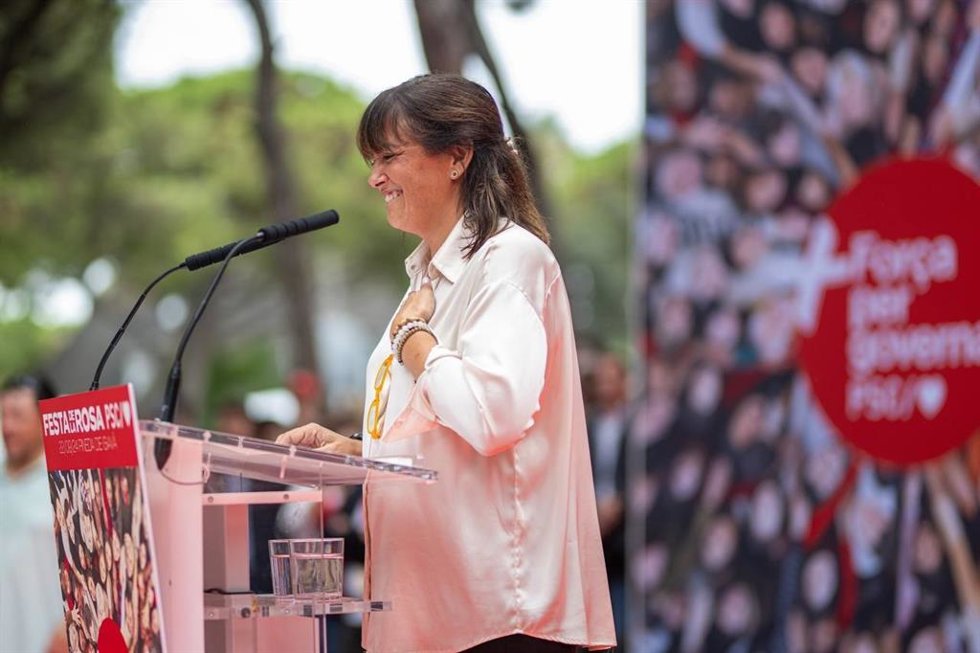 La alcaldesa de Gav (Barcelona), Gemma Badia, en su intervención en la Fiesta de la Rosa del PSC de este domingo