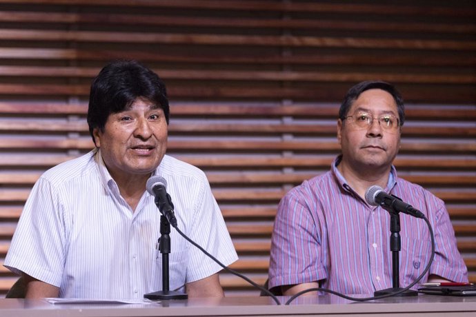 Archivo - January 27, 2020, City Of Buenos Aires, City of Buenos Aires, Argentina: INT. WorldNews. Archive Picture. EVO MORALES, Former President of Plurinational State of Bolivia, and LUIS ARCE CATACORA, candidate for President for MAS-IPSP (Movimiento a