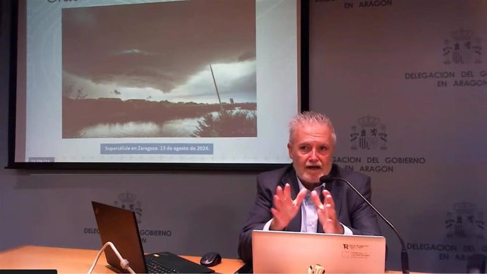 Requena en la presentación llevada a cabo en la Delegación del Gobierno en Aragón.