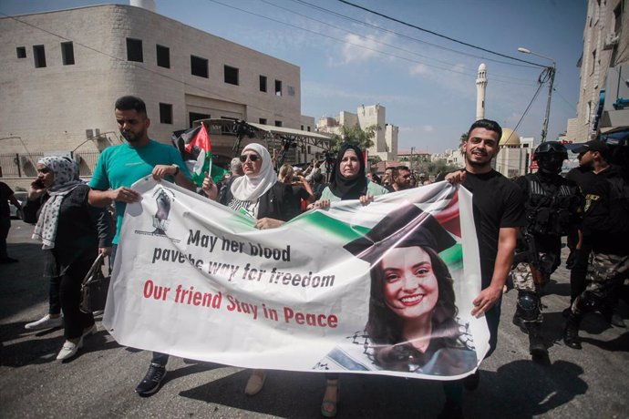 Imagen de archivo de una protesta en Cisjordania por la muerte de la activista turca-estadounidense Aysenur Ezgi Eygi.