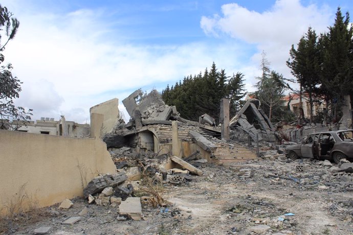 Vivienda destruida tras un bombardeo del Ejército de Israel contra la localidad de Jiam, en el sur de Líbano (archivo)