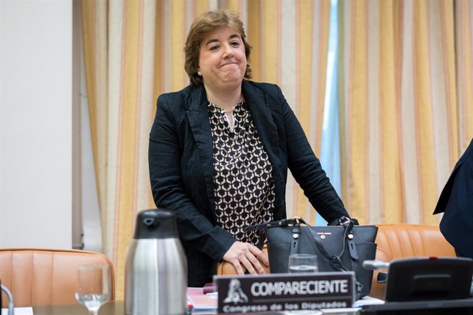 La presidenta interina del Consejo de Administración de la Corporación RTVE, Concepción Cascajosa, llega a la Comisión Mixta de Control Parlamentario de la Corporación RTVE y sus Sociedades, en el Congreso de los Diputados, a 12 de septiembre de 2024, en 