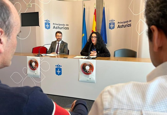 La consejera de Cultura, Vanessa Gutiérrez y el  presidente de Hunosa, Enrique Fernández, presentan en rueda de prensa el Festival de Arquitectura, Cultura y Territorio (ECOS).