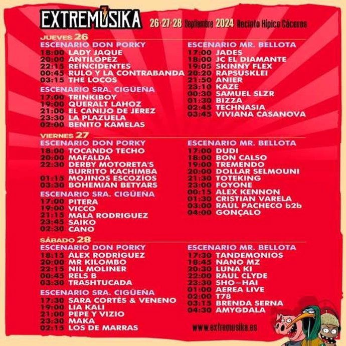 El festival Extremúsika de Cáceres anuncia los horarios de los artistas