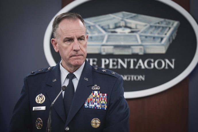 Archivo - April 16, 2024, Arlington, Va, United States of America: Pentagon Press Secretary Air Force Brig. Gen. Pat Ryder listen to a question from a reporter during a press briefing at the Pentagon, April 16, 2024, in Arlington, Virginia.