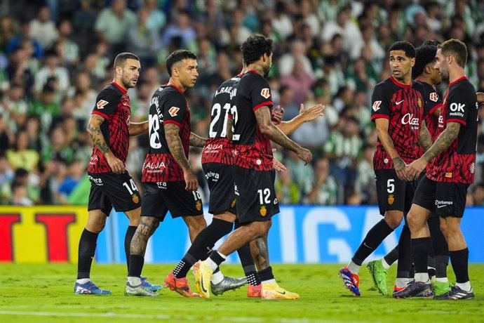 Dani Rodriguez of RCD Mallorca celebrates a goal during the Spanish league, La Liga EA Sports, football match played between Real Betis and RCD Mallorca at Benito Villamarin stadium on September 23, 2024, in Sevilla, Spain.