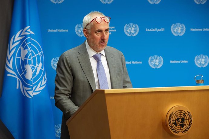 September 11, 2024, New York, New York, USA: Stephane Dujarric Spokesperson for the Secretary-General delivered Secratary General Antonio Guterres's statement on the 23rd anniversary of 9/11 at todays noon briefing.