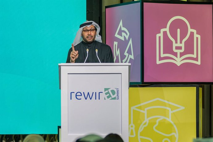 H.E. Dr. Tariq Al Gurg, CEO and Vice-Chairman of Dubai Cares speaking at RewirEd Summit 2023