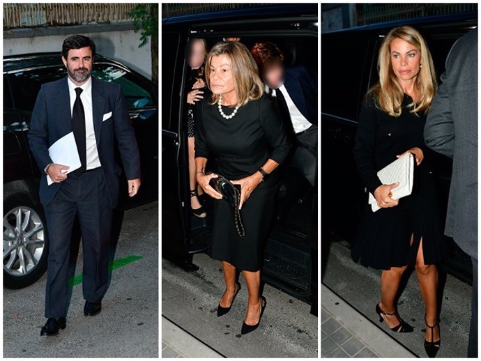 Antonio Matos, Cari Lapique y Carla Goyanes, a su llegada a la misa funeral de Carlos y Caritina Goyanes