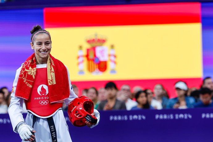 Archivo - Adriana Cerezo Iglesias of Spain gestures against Maria Sara Grippoli Gagliardo of Uruguay during the Women's -49kg Round of 16 at the Grand Palais during the Paris 2024 Olympics Games on August 7, 2024 in Paris, France.