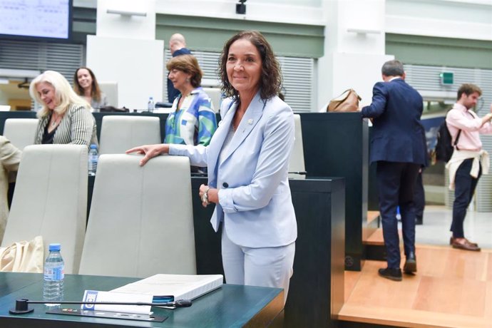 La portavoz del PSOE en el Ayuntamiento de Madrid, Reyes Maroto, durante un pleno del Ayuntamiento de Madrid, en el Palacio de Cibeles, a 24 de septiembre de 2024