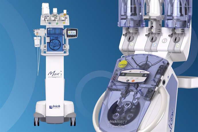 Con su nueva filial española, Ulrich Medical aprovechará aún más el potencial de crecimiento existente en el campo de los inyectores de medios de contraste para TC y RMN. A la izquierda, el Max 3 para RMN y a la derecha, el CT motion SPICY para TC