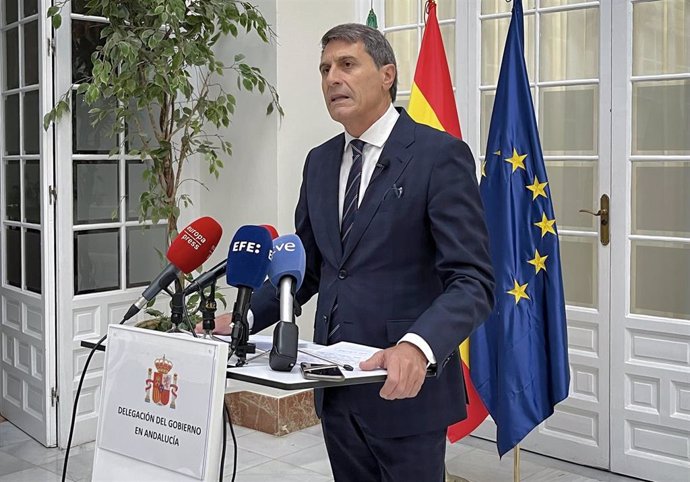 Archivo - El delegado del Gobierno de España en Andalucía, Pedro Fernández, durante la rueda de prensa.