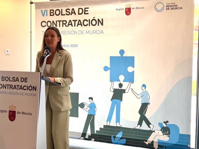 La consejera de Turismo, Cultura, Juventud y Deportes, Carmen Conesa, durante la inauguración de la VI Bolsa de Contratación de Turismo Región de Murcia