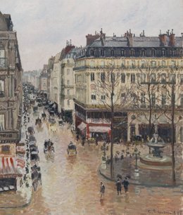 Archivo - Rue Saint-Honoré por la tarde, de Camille Pissarro